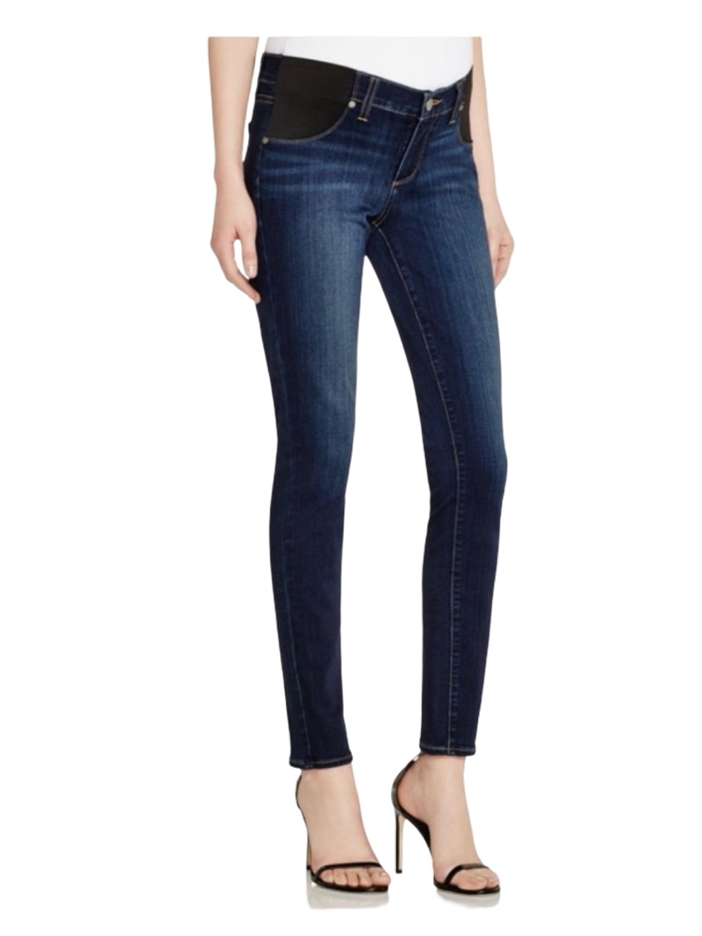 PAIGE Maternity Verdugo Skinny Jeans Blue Stretch Side Panels “Nottingham”